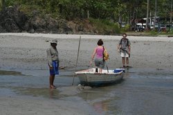 Temporary 'bridge' across the creek