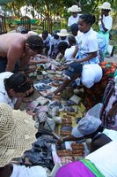 Villagers selling produce