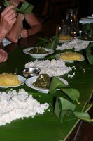 Meal eaten with a spoon-shaped leaf