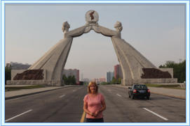 A major road into Pyongyang with only one car on it